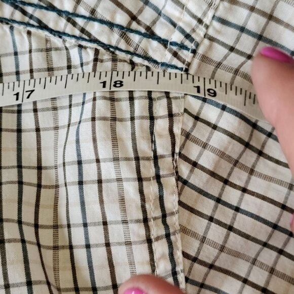 Prana Accented Colored Stitch Striped SS Casual Button Down Sz XL Shirt - Picture 6 of 9